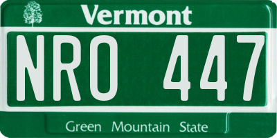 VT license plate NRO447