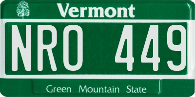 VT license plate NRO449