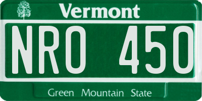 VT license plate NRO450