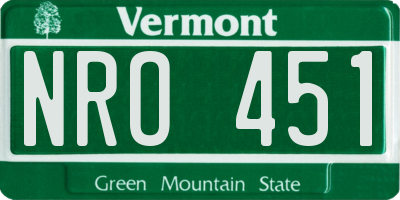 VT license plate NRO451
