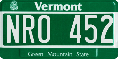 VT license plate NRO452