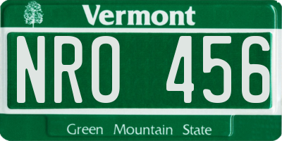 VT license plate NRO456