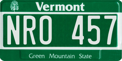 VT license plate NRO457