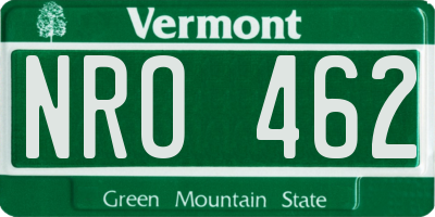 VT license plate NRO462