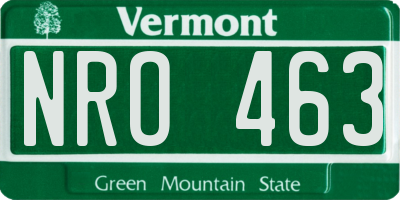 VT license plate NRO463