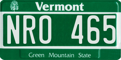 VT license plate NRO465