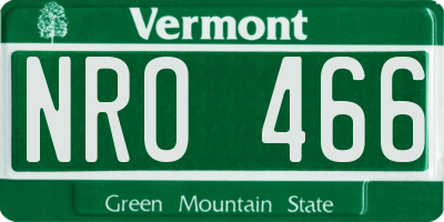 VT license plate NRO466