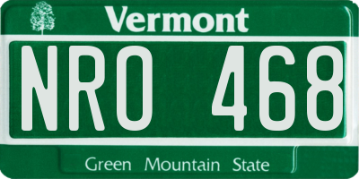 VT license plate NRO468
