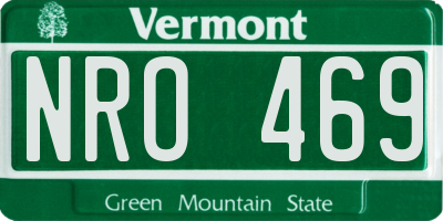 VT license plate NRO469