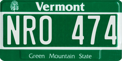 VT license plate NRO474