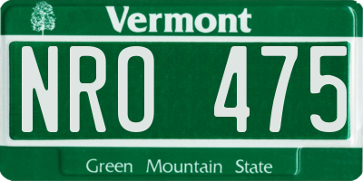 VT license plate NRO475