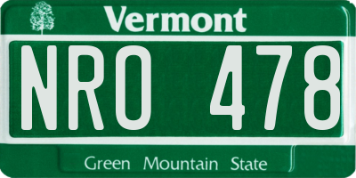 VT license plate NRO478