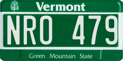 VT license plate NRO479