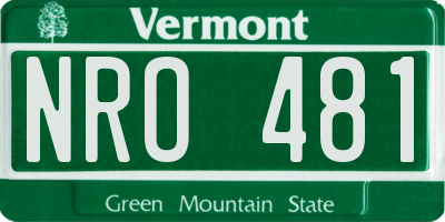 VT license plate NRO481