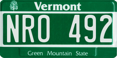VT license plate NRO492