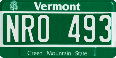 VT license plate NRO493