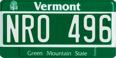 VT license plate NRO496