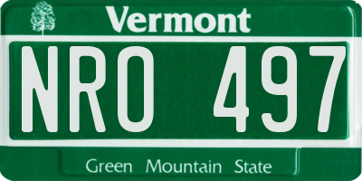 VT license plate NRO497