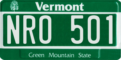 VT license plate NRO501