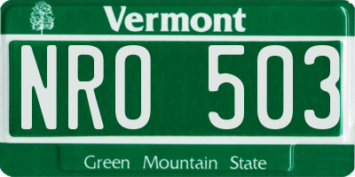 VT license plate NRO503