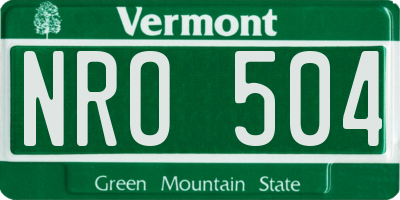 VT license plate NRO504