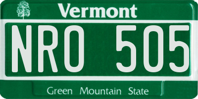 VT license plate NRO505