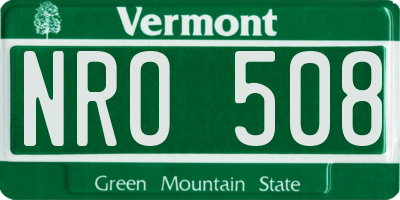 VT license plate NRO508