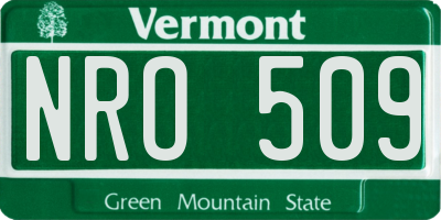 VT license plate NRO509