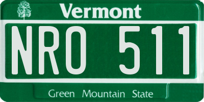 VT license plate NRO511