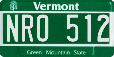 VT license plate NRO512
