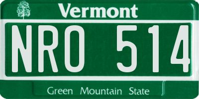 VT license plate NRO514