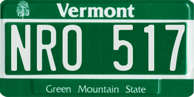VT license plate NRO517