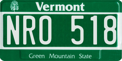 VT license plate NRO518