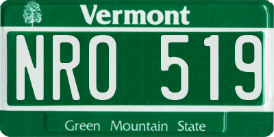 VT license plate NRO519