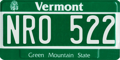 VT license plate NRO522