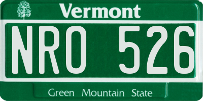 VT license plate NRO526