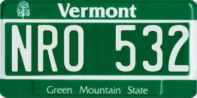 VT license plate NRO532