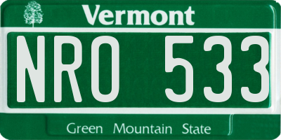 VT license plate NRO533