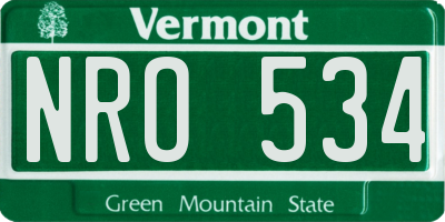 VT license plate NRO534