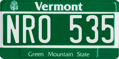 VT license plate NRO535