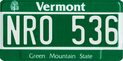 VT license plate NRO536