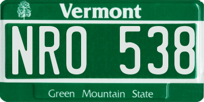 VT license plate NRO538