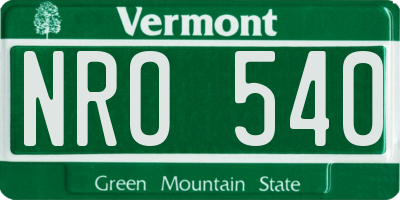 VT license plate NRO540