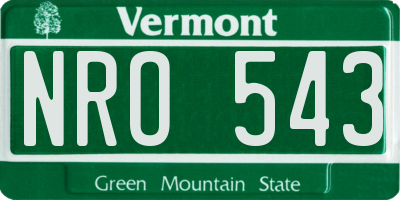 VT license plate NRO543