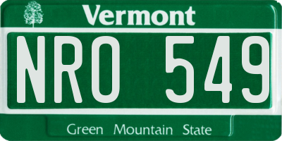 VT license plate NRO549