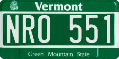 VT license plate NRO551