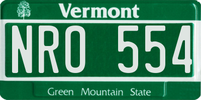 VT license plate NRO554