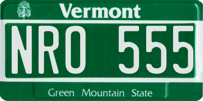 VT license plate NRO555