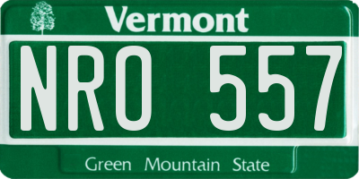 VT license plate NRO557
