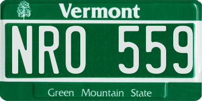 VT license plate NRO559